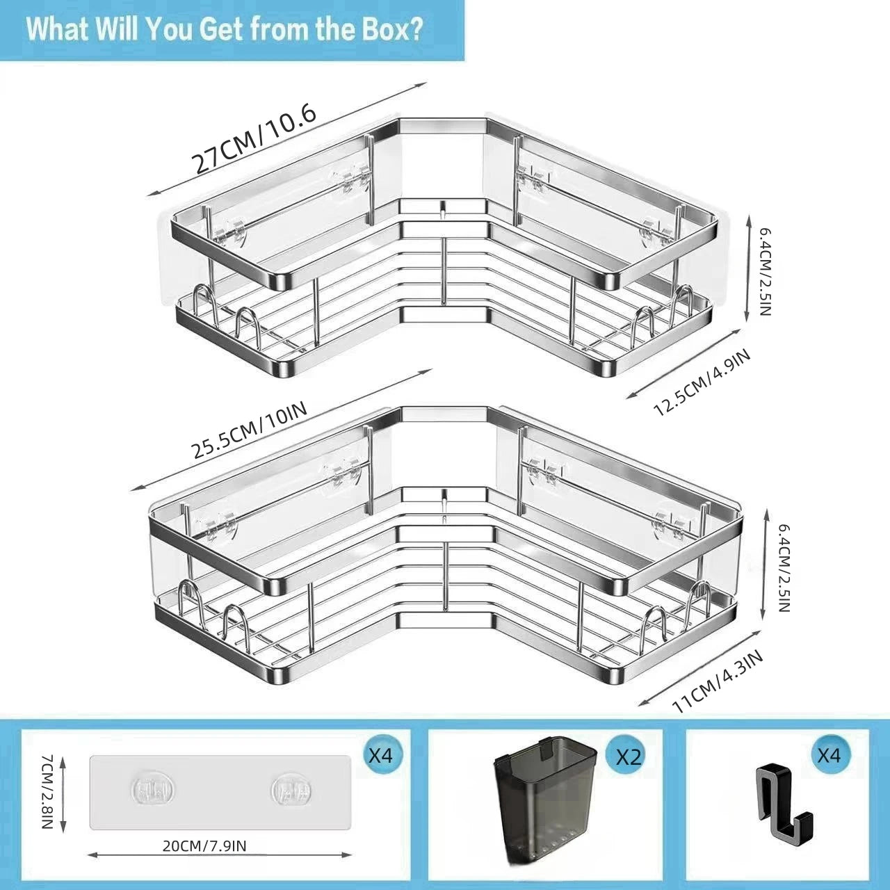 Suporte Organizador Para Canto e Parede 5pcs Multiuso